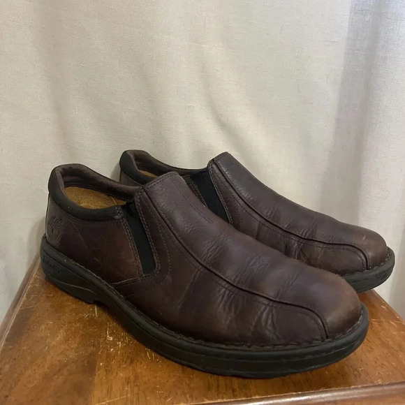 Timberland Loafers Mens Size 9.5 Brown Leather Slip On Classic Logo Sensorflex - Picture 11 of 11